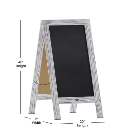 Bảng Phấn Hai Mặt Từ Tính Flash Furniture HGWA-GD1I-CRE8-842315-GG Kèm Giá Đỡ - 50.8 x 101.6 cm, Gỗ Thông, Màu Trắng