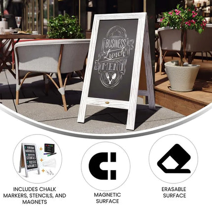 Bảng Phấn Hai Mặt Từ Tính Flash Furniture HGWA-GD1I-CRE8-842315-GG Kèm Giá Đỡ - 50.8 x 101.6 cm, Gỗ Thông, Màu Trắng