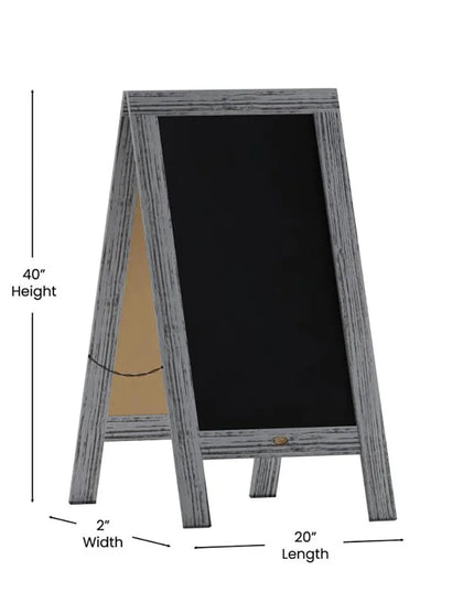 Bảng Phấn Hai Mặt Từ Tính Flash Furniture HGWA-GDI-CRE8-132315-GG Kèm Giá Đỡ - 50.8 x 101.6 cm, Gỗ Thông, Màu Xám