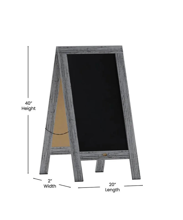 Bảng Phấn Hai Mặt Từ Tính Flash Furniture HGWA-GDI-CRE8-132315-GG Kèm Giá Đỡ - 50.8 x 101.6 cm, Gỗ Thông, Màu Xám