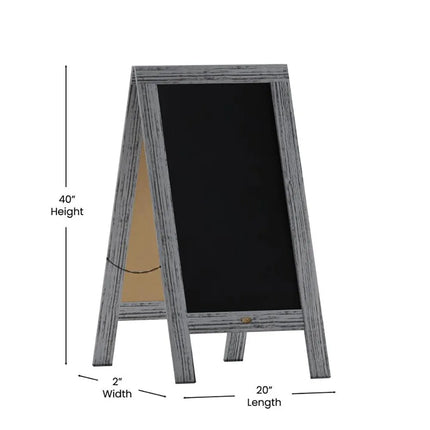 Bảng Phấn Hai Mặt Từ Tính Flash Furniture HGWA-GDI-CRE8-132315-GG Kèm Giá Đỡ - 50.8 x 101.6 cm, Gỗ Thông, Màu Xám
