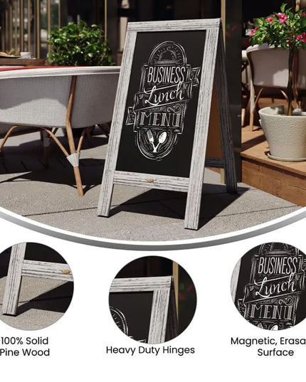 Bảng Phấn Hai Mặt Từ Tính Flash Furniture HGWA-GDI-CRE8-132315-GG Kèm Giá Đỡ - 50.8 x 101.6 cm, Gỗ Thông, Màu Xám