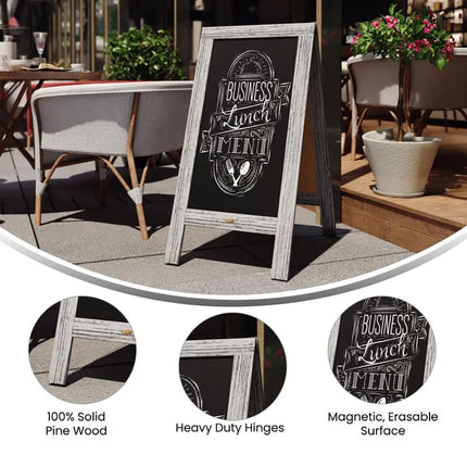 Bảng Phấn Hai Mặt Từ Tính Flash Furniture HGWA-GDI-CRE8-132315-GG Kèm Giá Đỡ - 50.8 x 101.6 cm, Gỗ Thông, Màu Xám