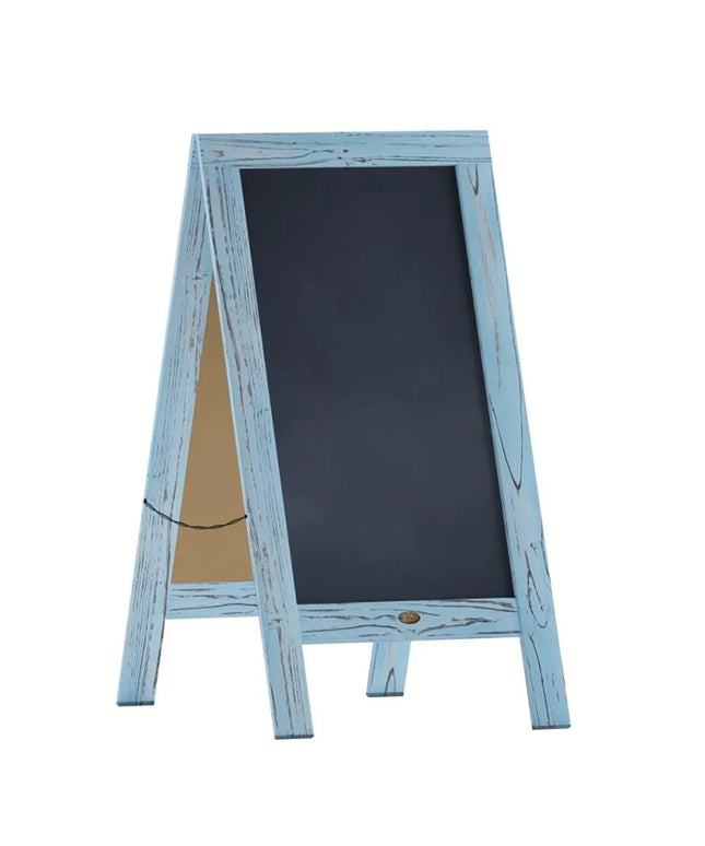 Bảng Phấn Hai Mặt Từ Tính Flash Furniture HGWA-GDIS-CRE8-542315-GG Kèm Giá Đỡ - 50.8 x 101.6 cm, Gỗ Thông, Màu Robin Blue