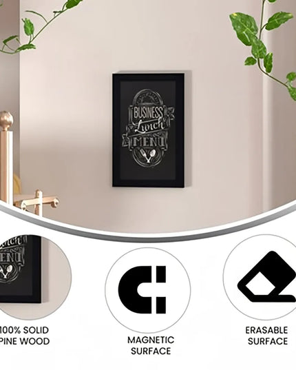 Bảng Phấn Treo Tường Flash Furniture 10-HGWA-GDIS-CRE8-862315-GG - Bộ 10 Cái, Rộng 27.9 cm x Cao 43.2 cm, Khung Gỗ Thông, Màu Đen