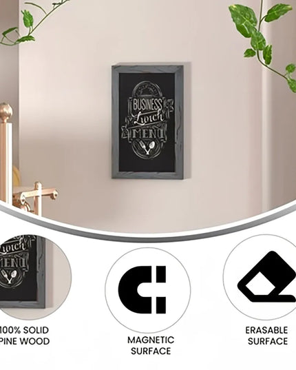 Bảng Phấn Treo Tường Flash Furniture 10-HGWA-GDIS-CRE8-962315-GG - Bộ 10 Cái, Rộng 27.9 cm x Cao 43.2 cm, Khung Gỗ Thông, Màu Xám Mộc