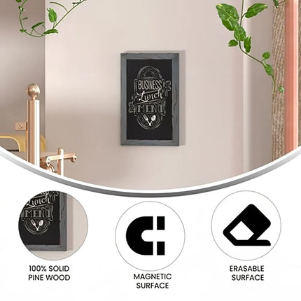 Bảng Phấn Treo Tường Flash Furniture 10-HGWA-GDIS-CRE8-962315-GG - Bộ 10 Cái, Rộng 27.9 cm x Cao 43.2 cm, Khung Gỗ Thông, Màu Xám Mộc