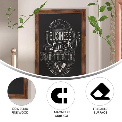 Bảng Phấn Treo Tường Flash Furniture HGWA-3GD-CRE8-791315-GG - Rộng 61 cm x Cao 91.4 cm, Khung Gỗ Thông, Màu Nâu