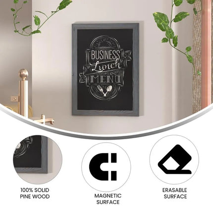 Bảng Phấn Treo Tường Flash Furniture HGWA-GDIS-CRE8-062315-GG Rộng 45.7 cm x Cao 61 cm Khung Gỗ Thông Màu Xám Mộc