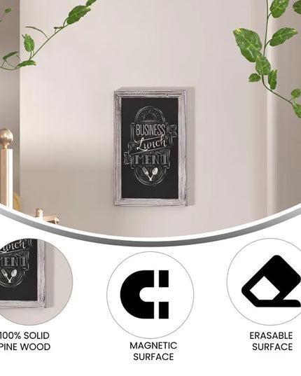 Bảng Phấn Treo Tường Flash Furniture HGWA-GDIS-CRE8-662315-GG - 27.9 cm Rộng x 43.2 cm Cao, Khung Gỗ Thông, Trắng