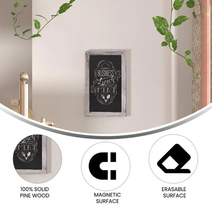 Bảng Phấn Treo Tường Flash Furniture HGWA-GDIS-CRE8-662315-GG - 27.9 cm Rộng x 43.2 cm Cao, Khung Gỗ Thông, Trắng