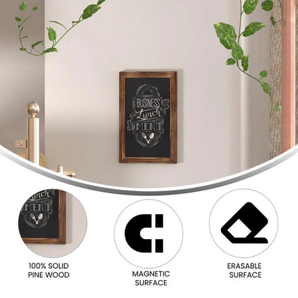 Bảng Phấn Treo Tường Flash Furniture HGWA-GDIS-CRE8-762315-GG - 27.9 cm Rộng x 43.2 cm Cao, Khung Gỗ Thông, Nâu