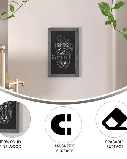 Bảng Phấn Treo Tường Flash Furniture HGWA-GDIS-CRE8-962315-GG - 27.9 cm Rộng x 43.2 cm Cao, Khung Gỗ Thông, Xám Mộc