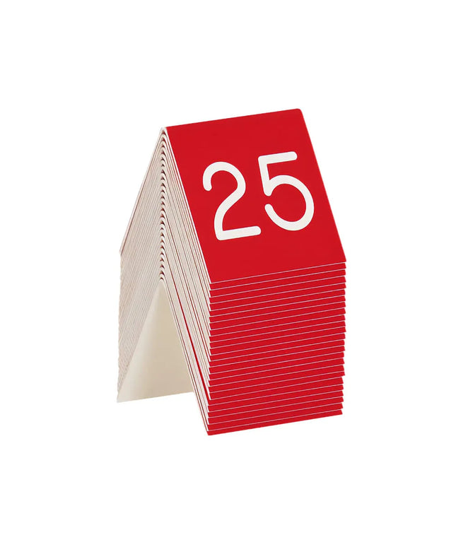 Bảng Số Để Bàn Cal-Mil 269A-1 #1-25, 7.6 x 7.6 cm, Đỏ/Trắng