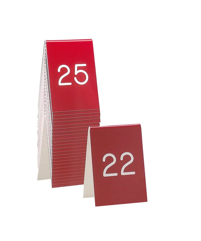 Bảng Số Để Bàn Cal-Mil 271A-1 #1-25, 8.9 x 12.7 cm, Đỏ/Trắng