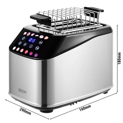 BEEM | 2‑Slice Slot Toaster – 1.4 kW - Touch Display - 2 Independent Slots - Stainless Steel