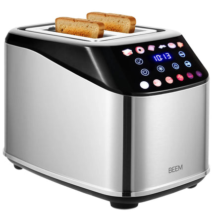 BEEM | 2‑Slice Slot Toaster – 1.4 kW - Touch Display - 2 Independent Slots - Stainless Steel