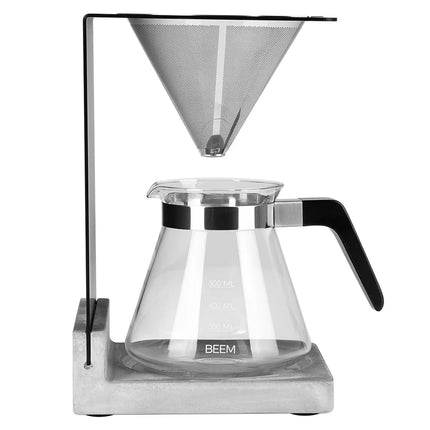 BEEM | Pour-Over Coffee Maker Set – 0.5 L - Permanent Filter - Concrete Look Base - 946 ml