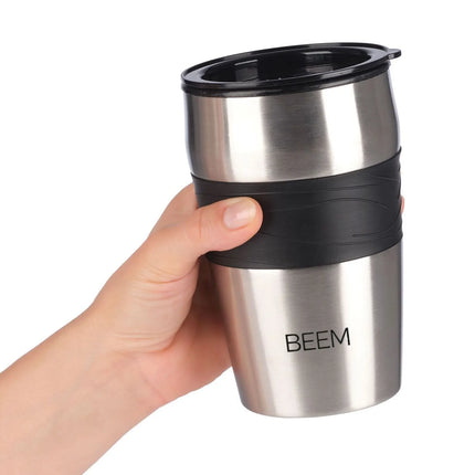 BEEM | Single Coffee Maker – Stainless Steel - 400 ml Travel Mug - 24-hour Timer - Permanent Filter
