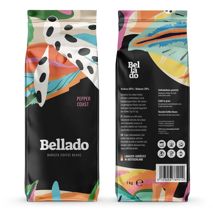 BELLADO| Pepper Coast Coffee Beans – Light Roast-Chocolate & Hazelnut-24 x 1 kg-14% off per kg