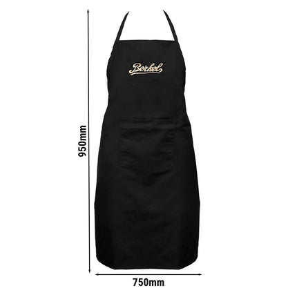 BERKEL | Chef Bib Apron – Black - 950×750 mm - Cotton - Gold Logo Embroidery