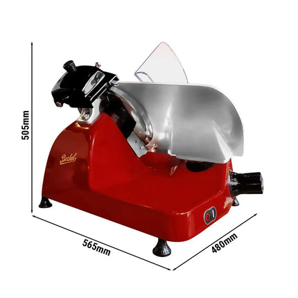 BERKEL | Commercial Pro Line XS25 Electric Gravity Feed Meat Slicer – Ø250 mm - 330 W - Red - 38° plate tilt