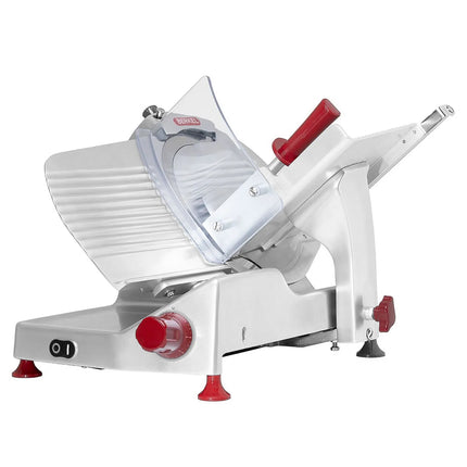 BERKEL | Commercial Pro Line XS25 Electric Gravity Feed Meat Slicer – Ø300 mm - 350 W - Silver - 230 mm round - 245×195 mm rectangular