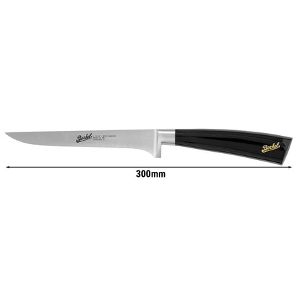 BERKEL | Elegance Boning Knife – 16 cm, Protective Finger Guard - Gloss Black Resin Handle