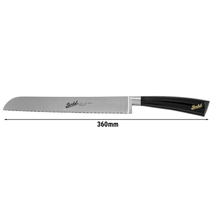 BERKEL | Elegance Bread Knife – 22 cm Serrated Blade - Gloss Black Resin Handle