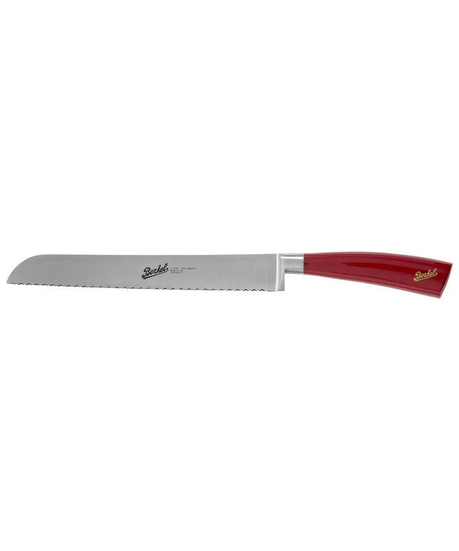 BERKEL | Elegance Bread Knife – 22 cm Serrated Blade - Red Resin Handle