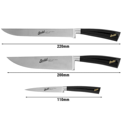 BERKEL | Elegance Chef Set – 3-Piece: Carving Knife, Kitchen Knife, Peeling Knife - Black
