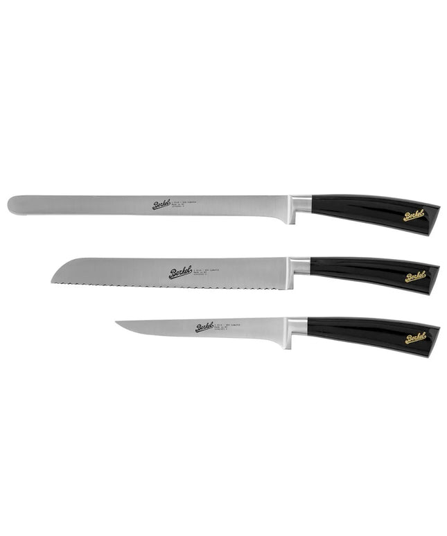 BERKEL | Elegance Ham Set – 3-Piece: Ham Knife, Bread Knife, Boning Knife - Black