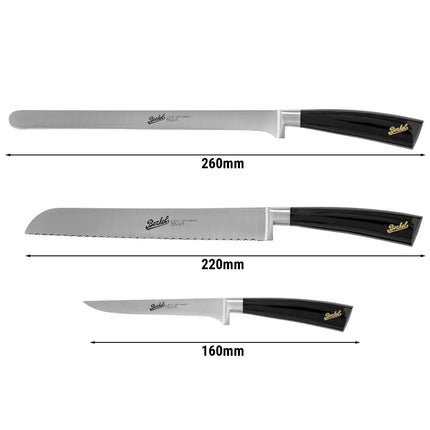 BERKEL | Elegance Ham Set – 3-Piece: Ham Knife, Bread Knife, Boning Knife - Black