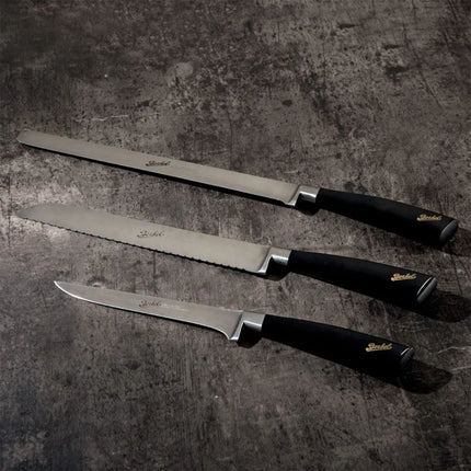 BERKEL | Elegance Ham Set – 3-Piece: Ham Knife, Bread Knife, Boning Knife - Black