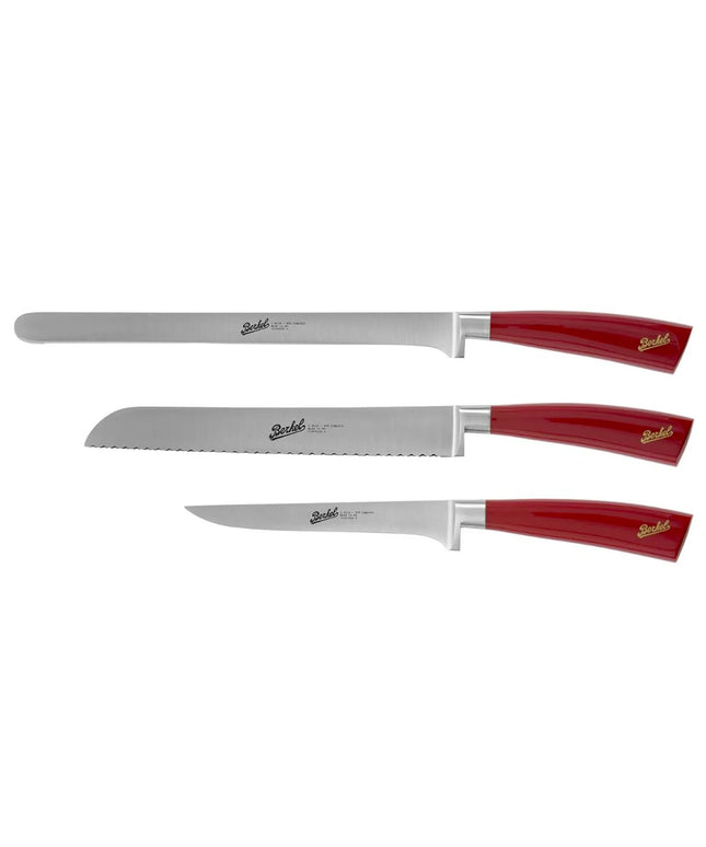 BERKEL | Elegance Ham Set – 3-Piece: Ham Knife, Bread Knife, Boning Knife - Red