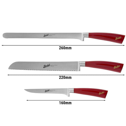 BERKEL | Elegance Ham Set – 3-Piece: Ham Knife, Bread Knife, Boning Knife - Red