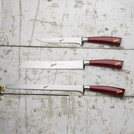 BERKEL | Elegance Ham Set – 3-Piece: Ham Knife, Bread Knife, Boning Knife - Red