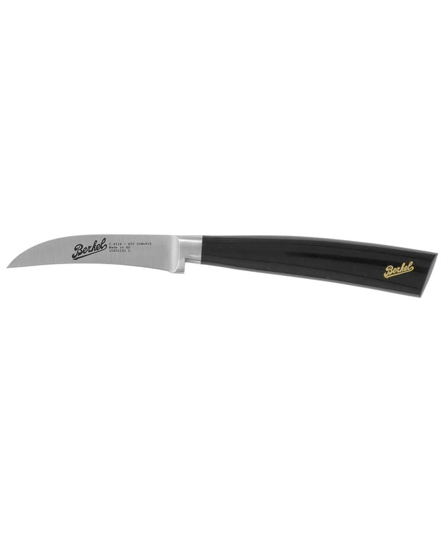 BERKEL | Elegance Peeling/Paring Knife – 7 cm Curved Blade - Gloss Black Resin Handle