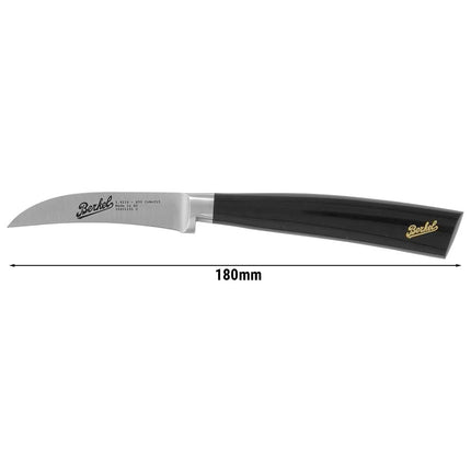 BERKEL | Elegance Peeling/Paring Knife – 7 cm Curved Blade - Gloss Black Resin Handle