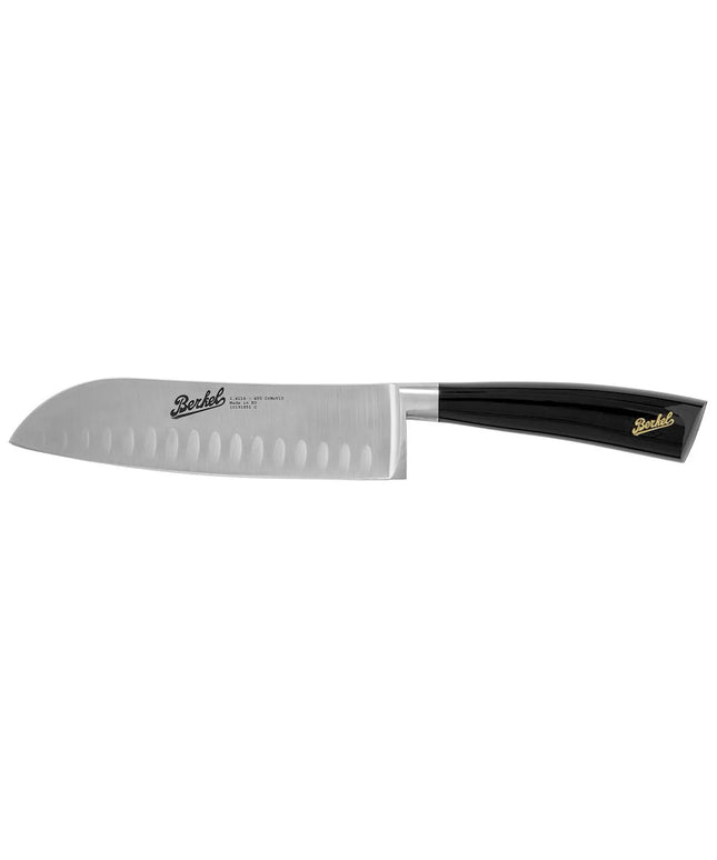 BERKEL | Elegance Santoku Knife – 18 cm Granton Edge - Gloss Black Resin Handle