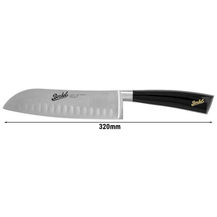 BERKEL | Elegance Santoku Knife – 18 cm Granton Edge - Gloss Black Resin Handle