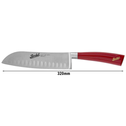 BERKEL | Elegance Santoku Knife – 18 cm Granton Edge - Red Resin Handle