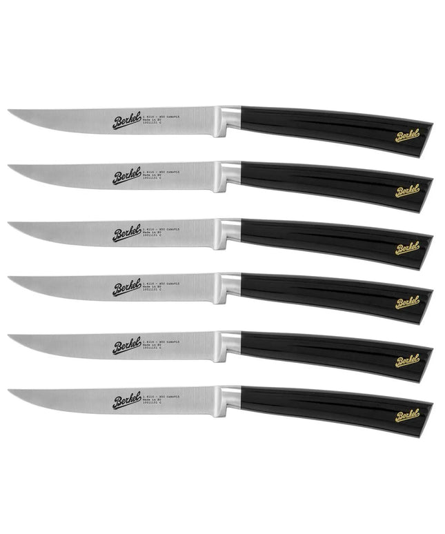BERKEL | Elegance Steak Knife Set – 6-Piece, 11 cm Blades - Black