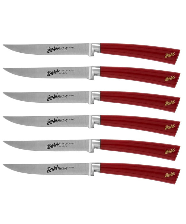 BERKEL | Elegance Steak Knife Set – 6-Piece, 11 cm Blades - Red