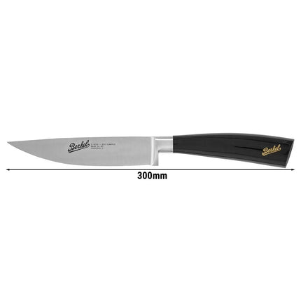 BERKEL | Elegance Utility Kitchen Knife – 16 cm Short Blade - Gloss Black Resin Handle