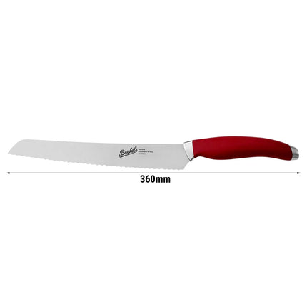 BERKEL | Teknica Professional Bread Knife – Red Resin Handle – 220 mm Serrated Blade – 3 mm Steel