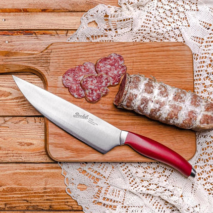 BERKEL | Teknica Professional Chef’s Knife – Red Resin Handle – 200 mm Blade – 3 mm Steel