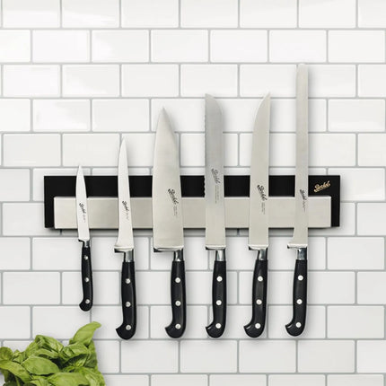 BERKEL | Wall-Mounted Magnetic Knife Strip – Black - 430 mm - AISI 304 Stainless Steel