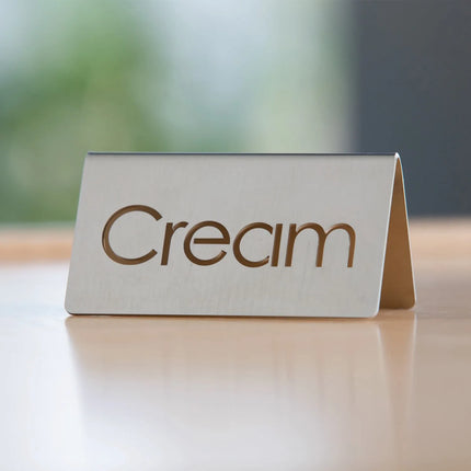 Biển Bàn Đồ Uống "Cream" Service Ideas 1C-BF-CREAM-MOD 7.6 cm x 3.8 cm, Inox Bề Mặt Mờ