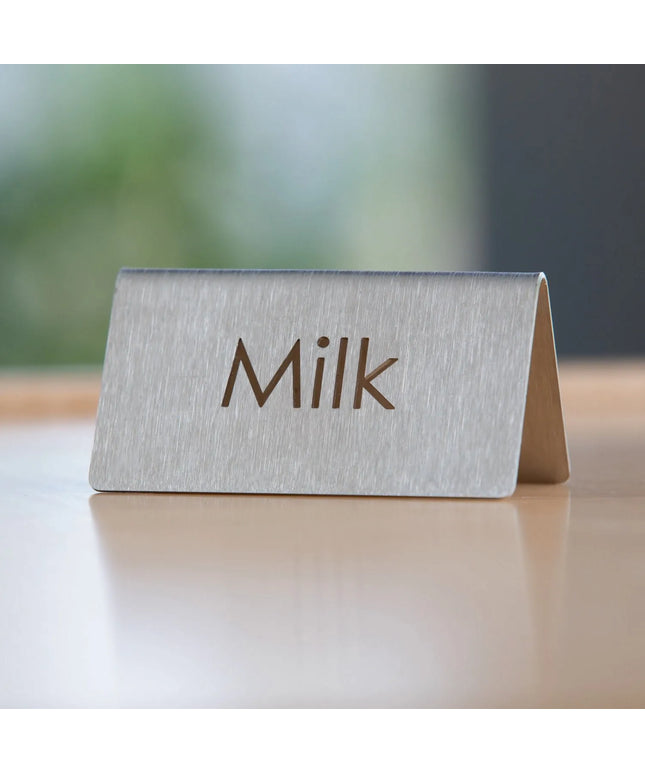 Biển Bàn Đồ Uống "Milk" Service Ideas 1C-BF-MILK-MOD 7.6 cm x 3.8 cm, Inox Bề Mặt Mờ